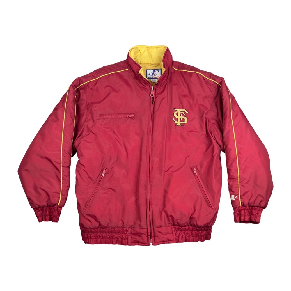Vtg 90s Logo Athletic FSU Florida State Seminoles Jacket Men's L Garnet Gold